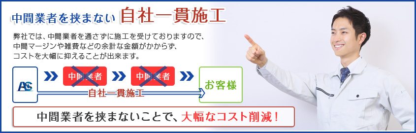 中間業者を挟まない自社一貫施工
